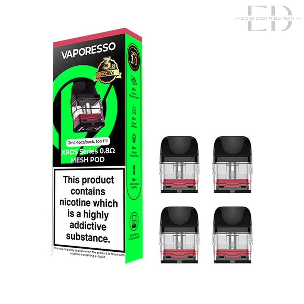 Vaporesso XRos Corex 3.0 Version Mesh Refillable Pod 4Pcs/Pack - 0.8 Ohm 