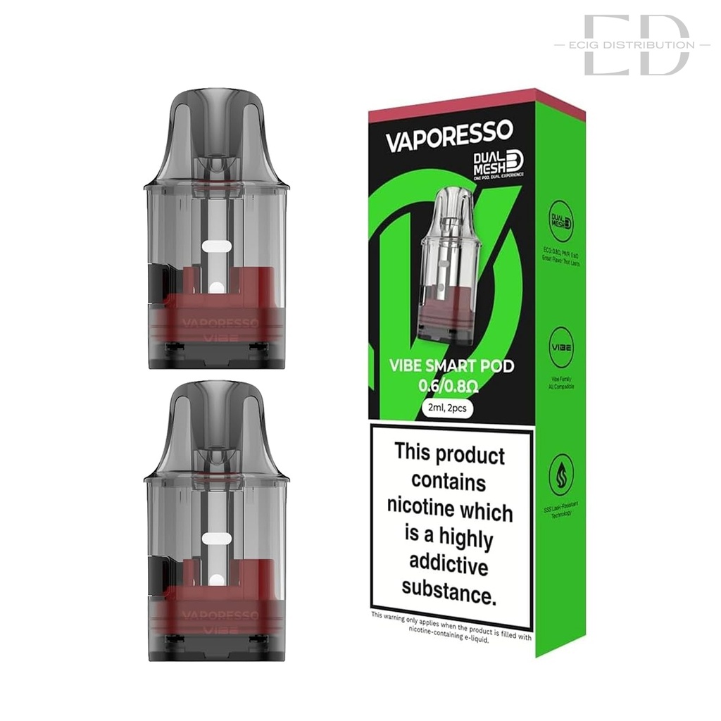 Vaporesso Vibe Dual Mesh Smart Refillable Pod 2Pcs/Pack -  0.6/0.8 Ohm 