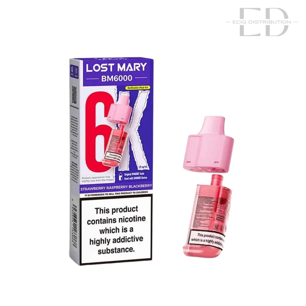 Lost Mary BM6000 Refillable Pod - Strawberry Raspberry Blackberry 