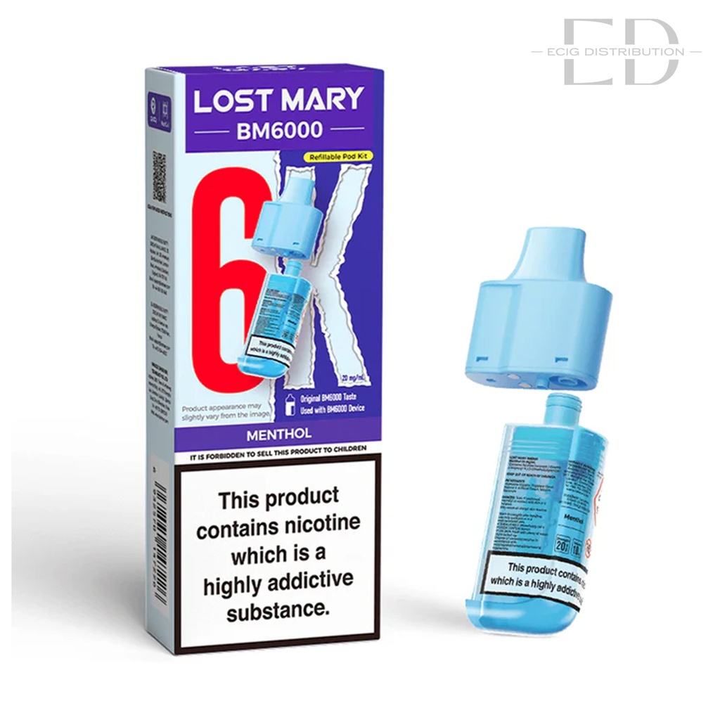 Lost Mary BM6000 Refillable Pod - Menthol 