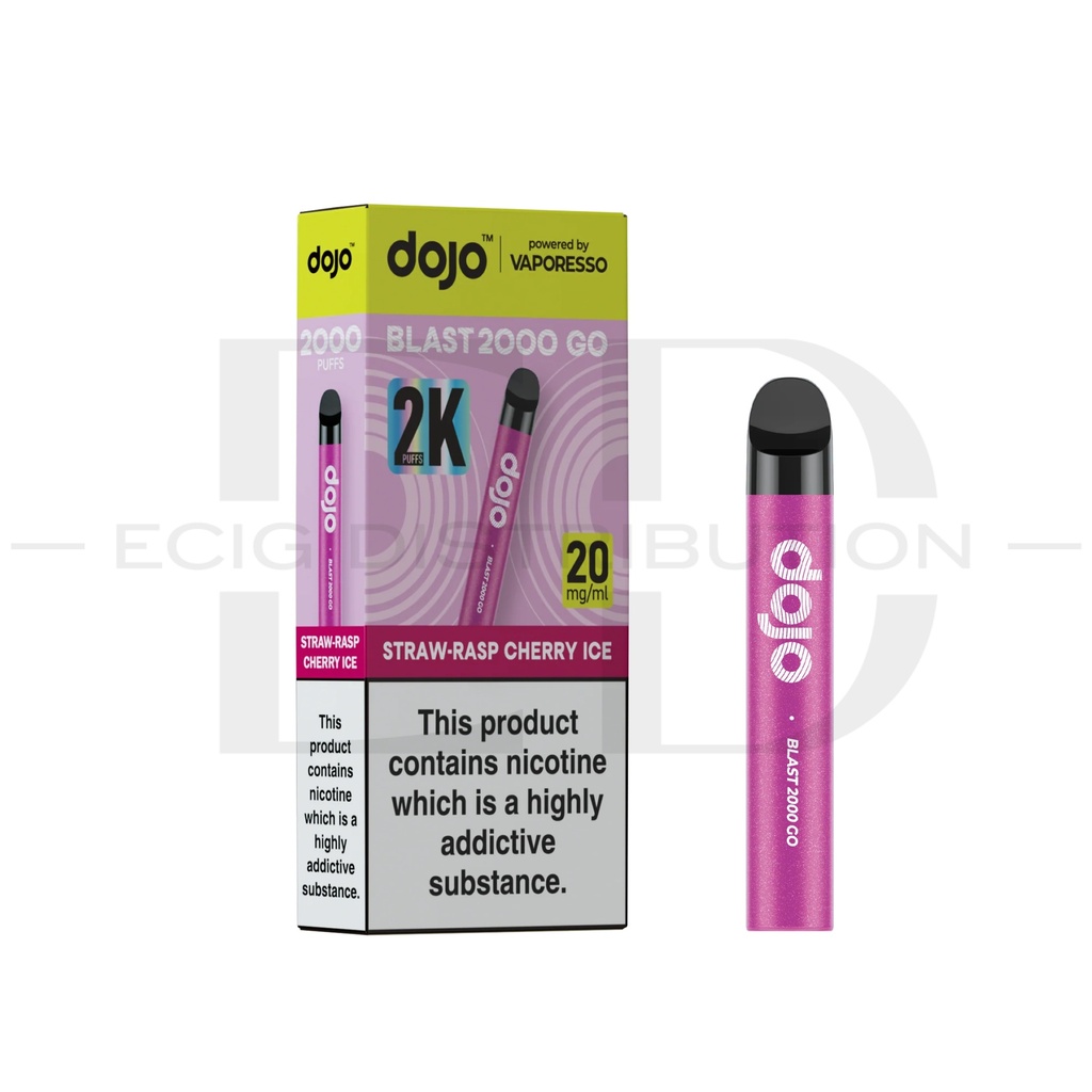 Vaporesso Dojo Blast 2000 Go Transparent Pod Kit - Strawberry Raspberry Cherry Ice 20MG