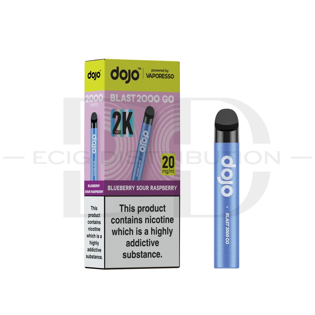 Vaporesso Dojo Blast 2000 Go Transparent Pod Kit - Blueberry Sour Raspberry 20MG