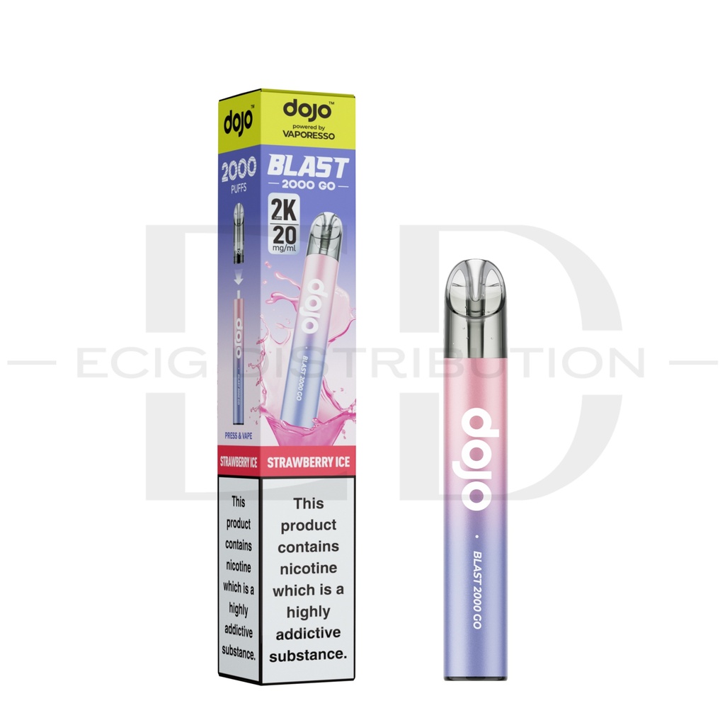 Vaporesso Dojo Blast 2000 Go Transparent Pod Kit - Strawberry Ice 20MG