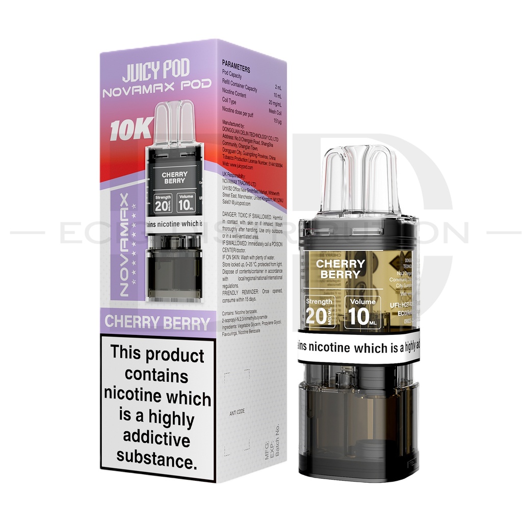 Juicy Pod Novamax 10K Refillable Pod - Cherry Berry 