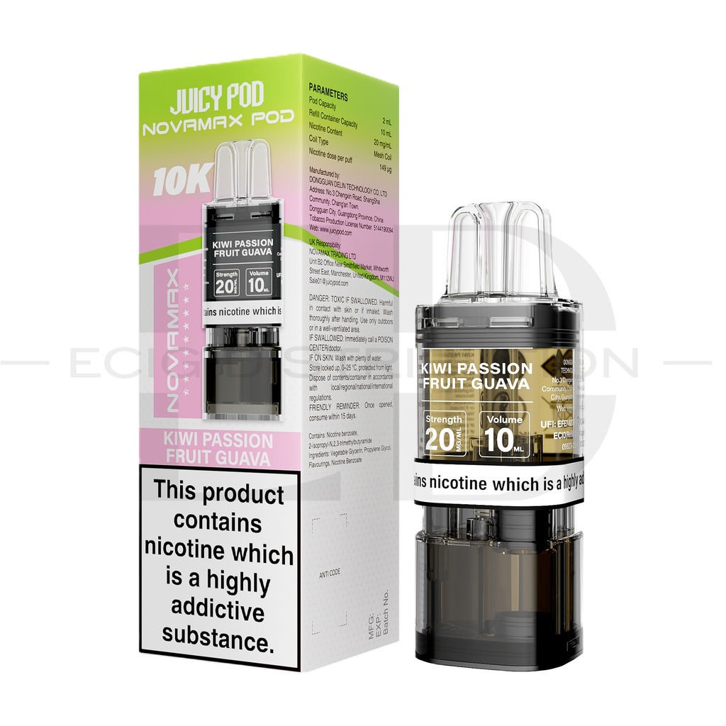 Juicy Pod Novamax 10K Refillable Pod - Kiwi Passion Fruit Guava 