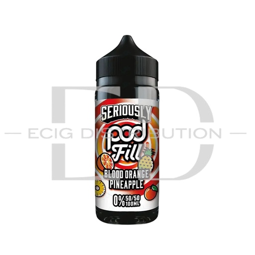 [DOOSPOF100ML50/50-BOP0MG] Doozy Seriously Pod Fill 100ML 50/50 - Blood Orange Pineapple 0MG