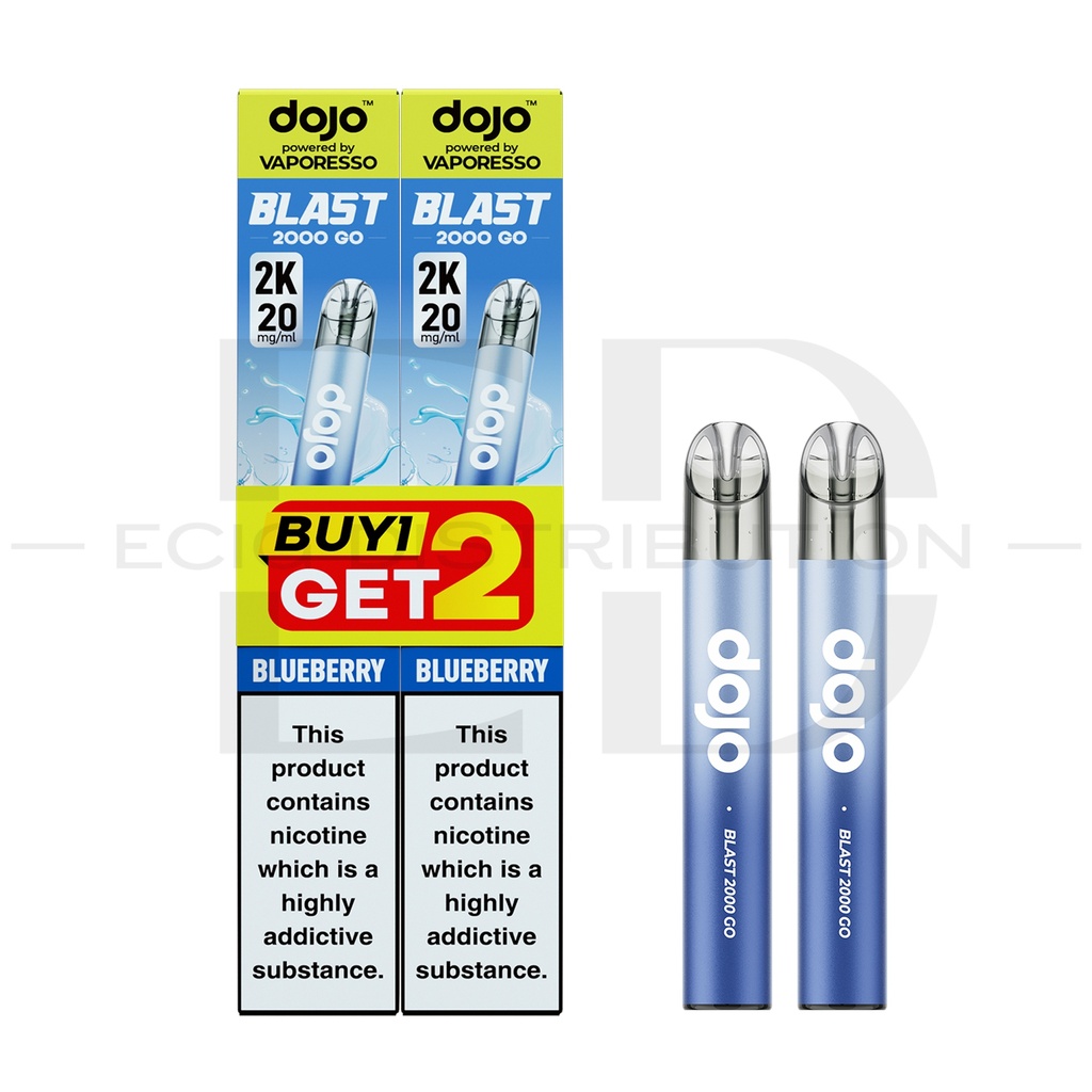 Vaporesso Dojo Blast 2000 Go Transparent Pod Kit Bundle - Blueberry 20MG 
