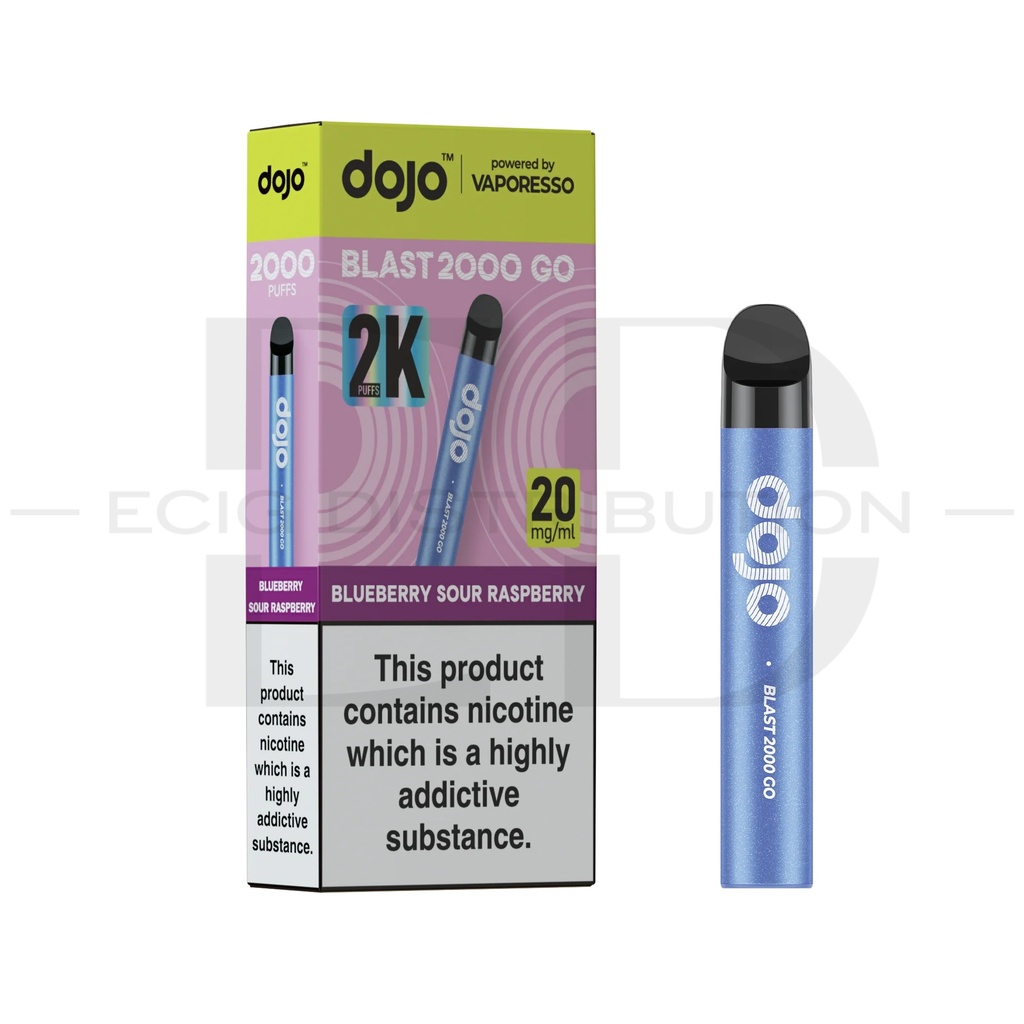 Vaporesso Dojo Blast 2000 Go Transparent Pod Kit Bundle - Blueberry Sour Raspberry 20MG 