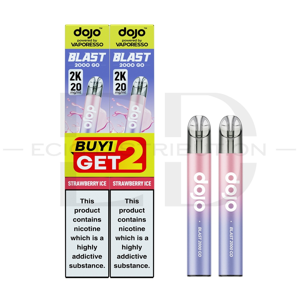 Vaporesso Dojo Blast 2000 Go Transparent Pod Kit Bundle - Strawberry Ice 20MG 