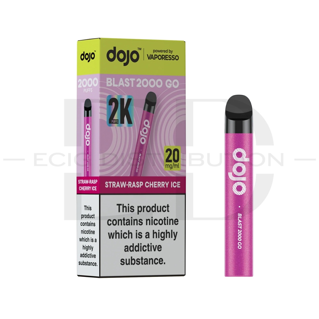 Vaporesso Dojo Blast 2000 Go Transparent Pod Kit Bundle - Strawberry Raspberry Cherry Ice 20MG 